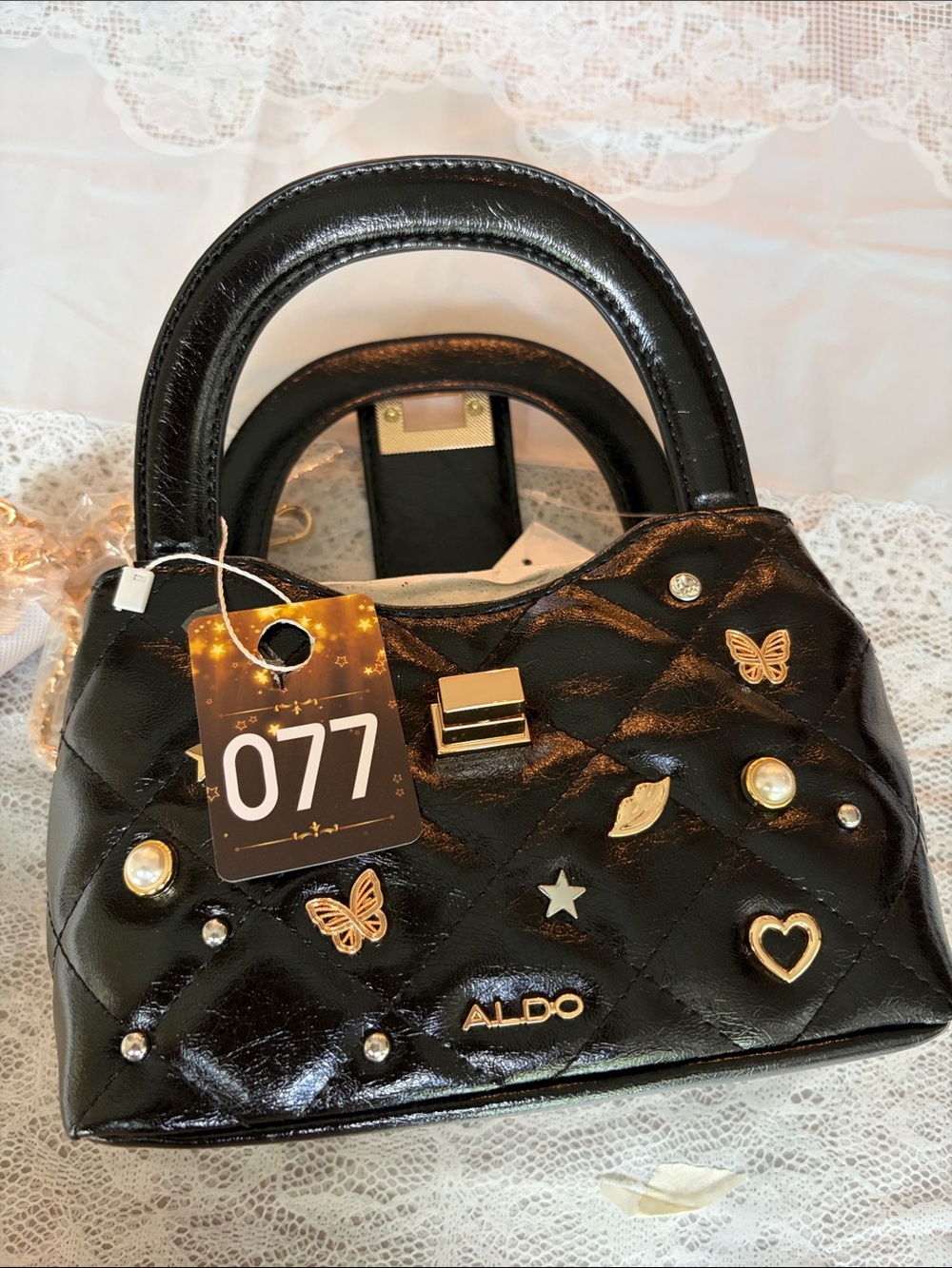 077, NWT Aldo Black Small Purse